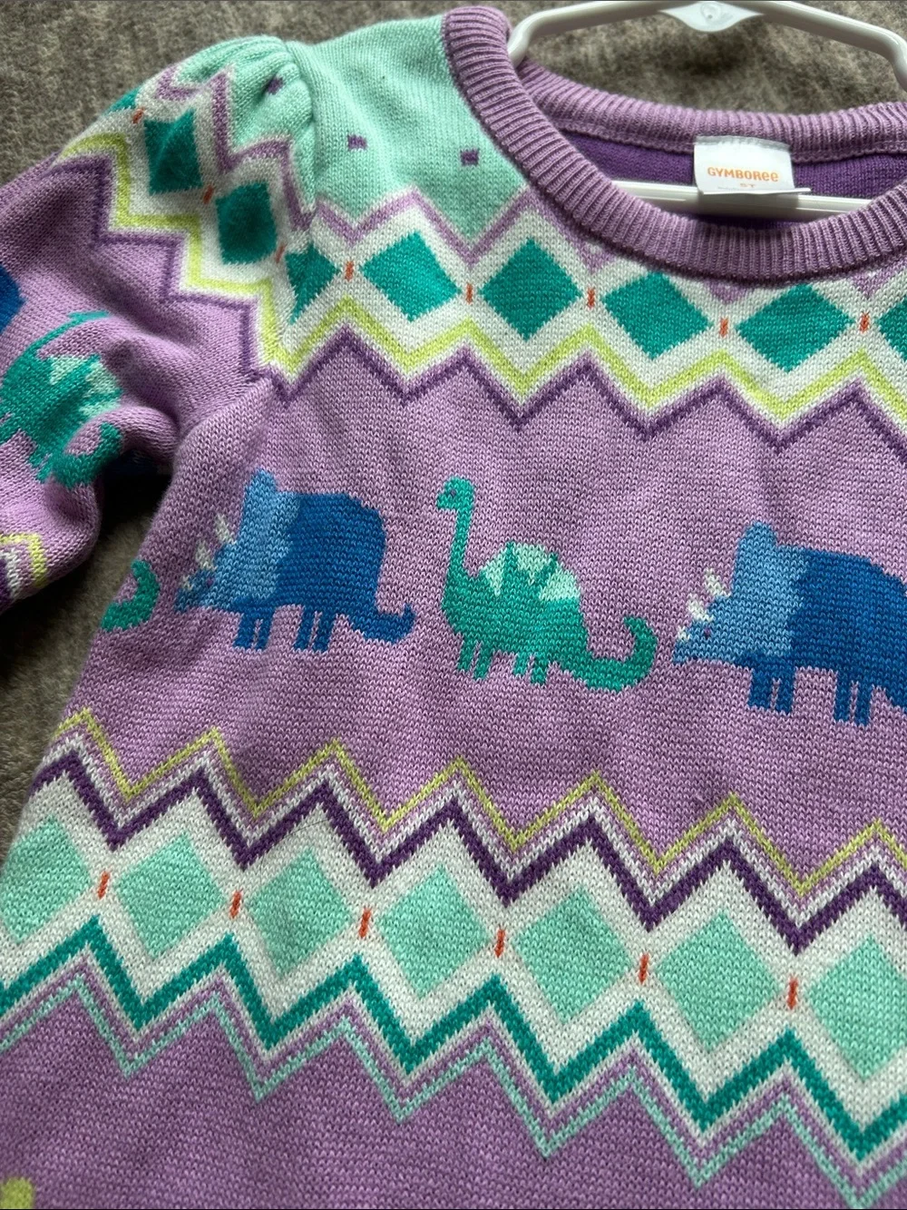 Gymboree Lavender Knit Sweater with Teal & Mint Accents